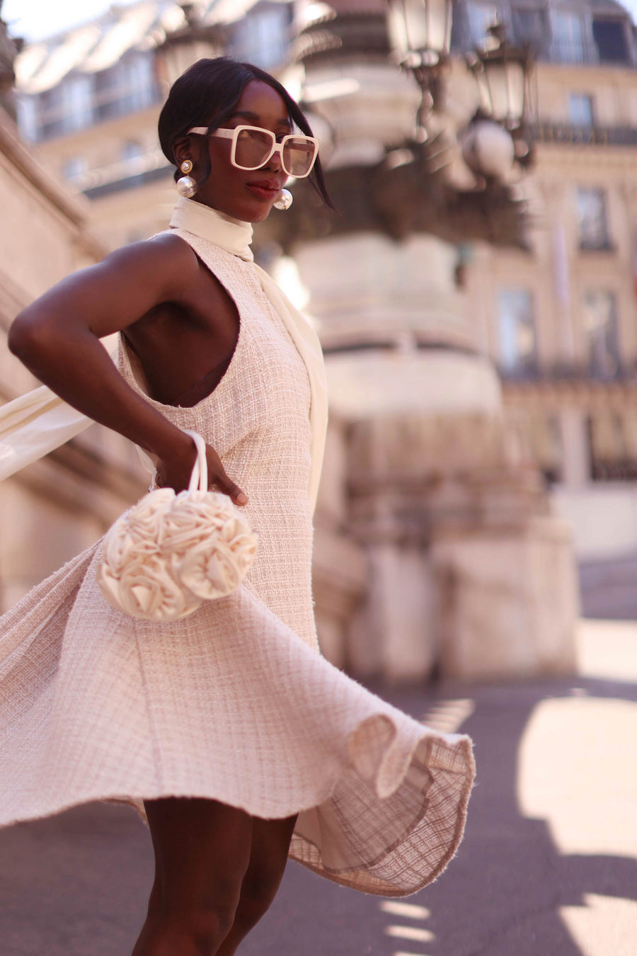 Beige Tweed Swing Dress