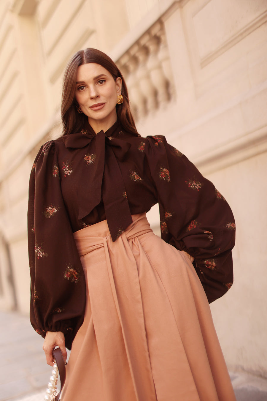 Brown Bouquet Rococo Blouse