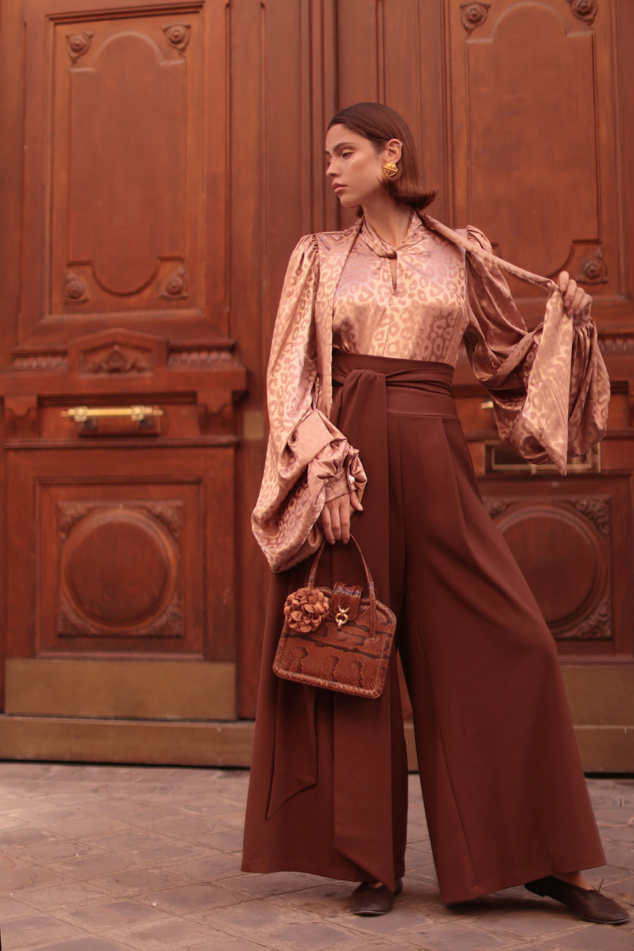Brown Tailored Wrap Trousers