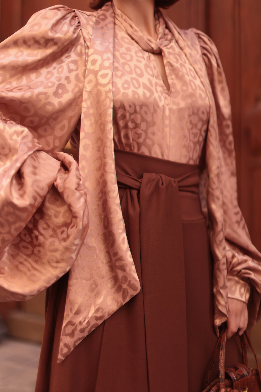 Rose Leopard Baroque Blouse
