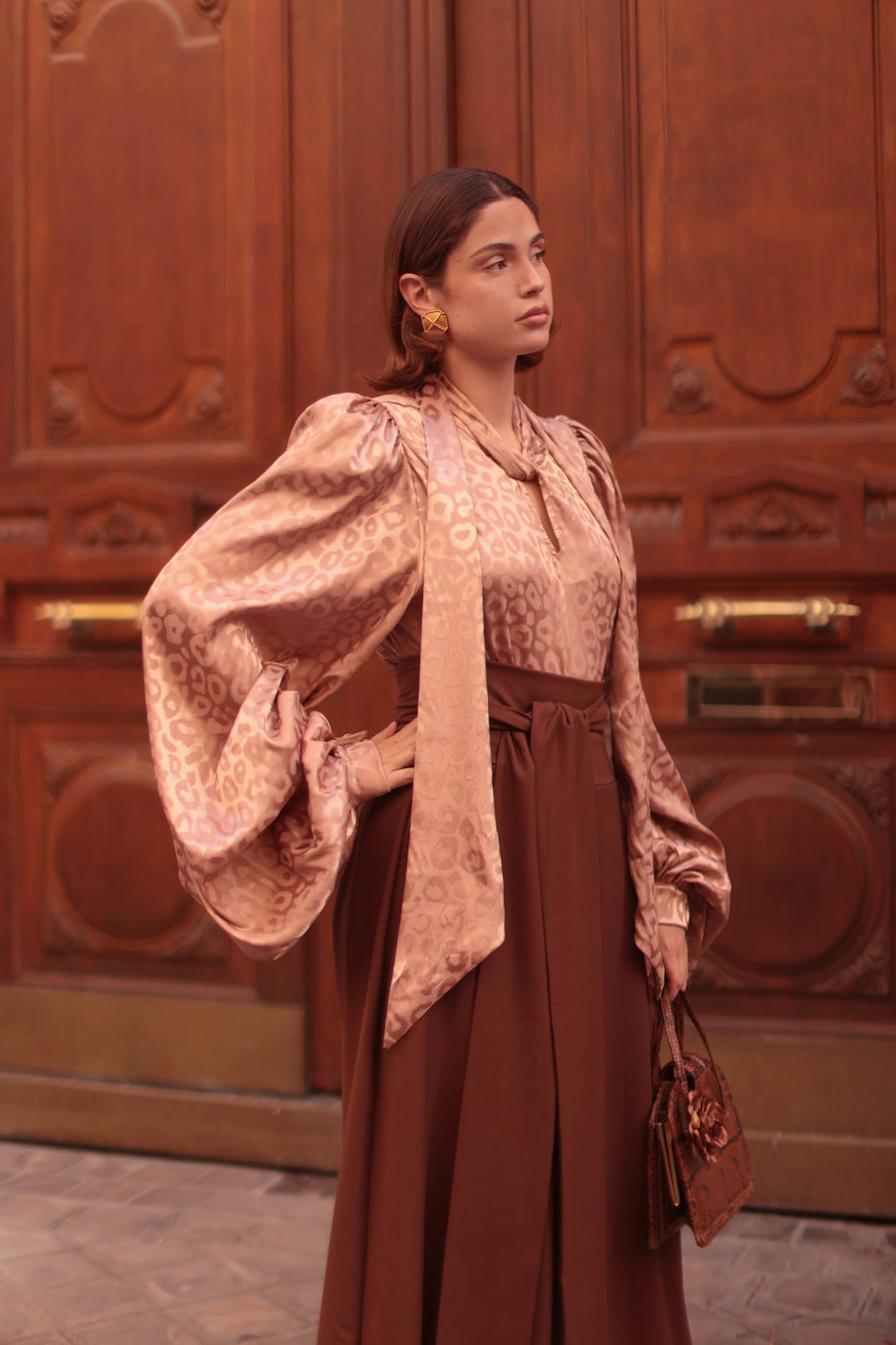 Rose Leopard Baroque Blouse