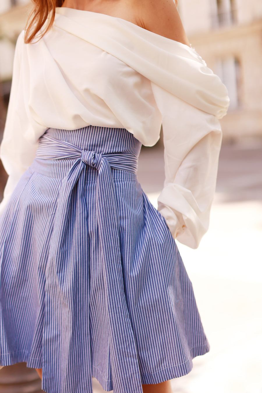 French Dark Stripe Wrap Shorts