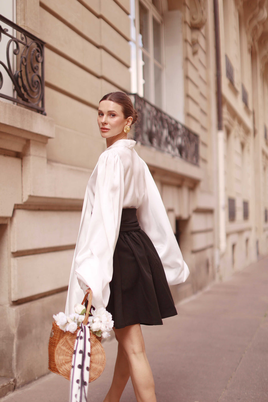 Black Tailored Wrap Shorts