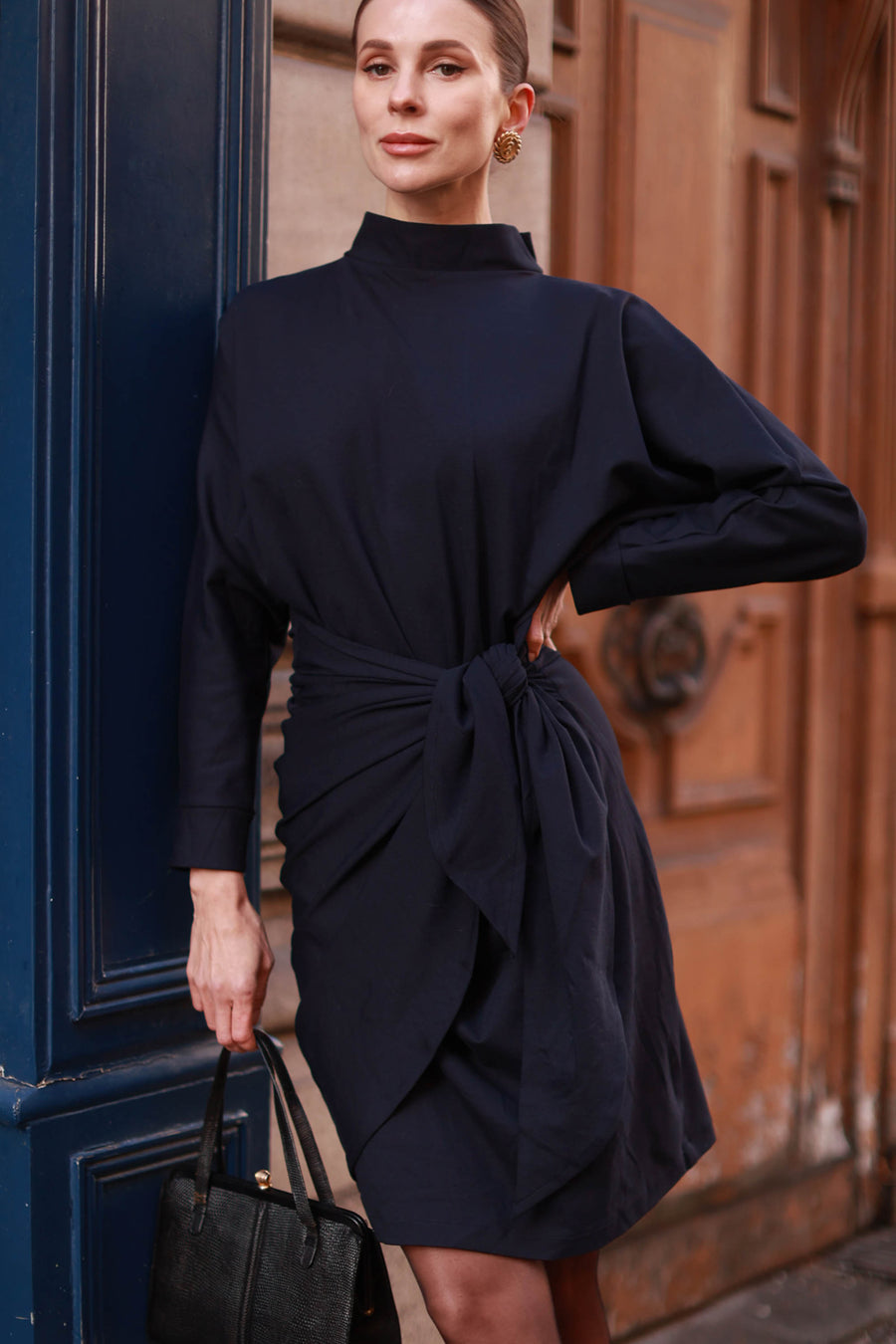 Classic Navy Wrap Dress