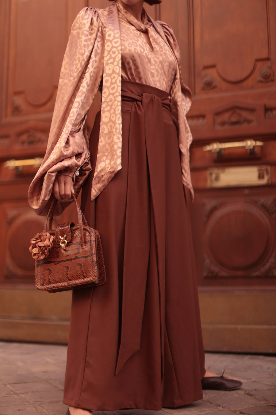 Brown Tailored Wrap Trousers