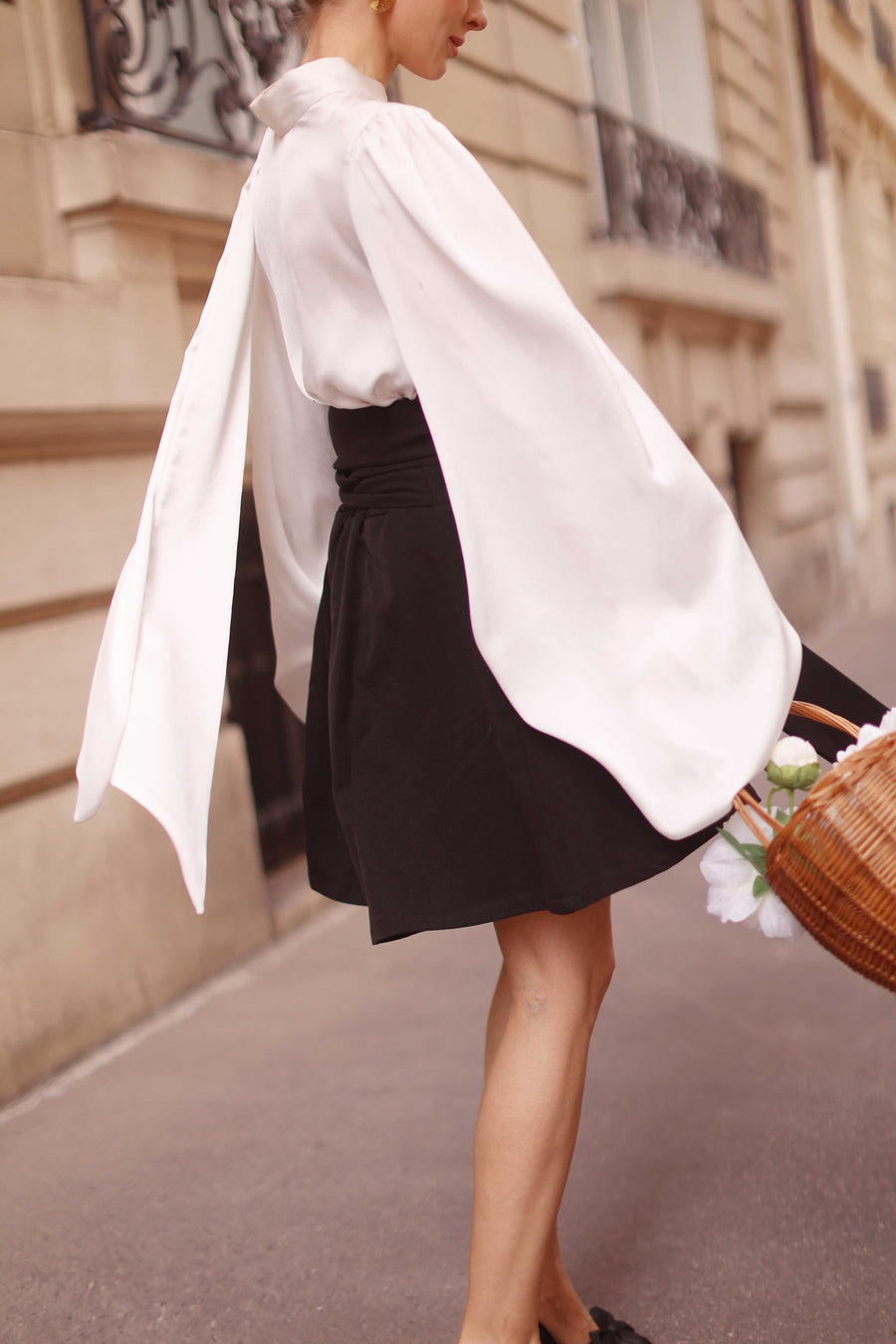 Black Tailored Wrap Shorts