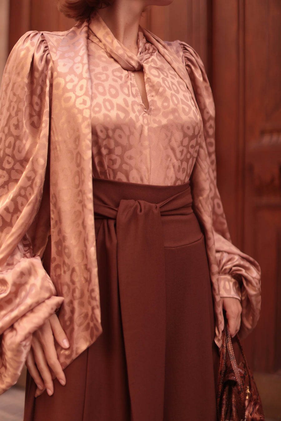 Rose Leopard Baroque Blouse