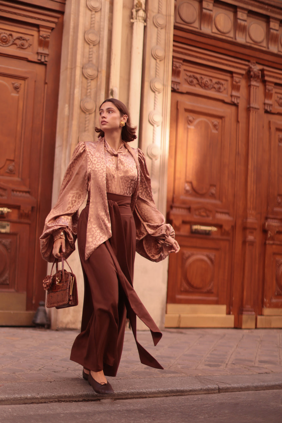 Brown Tailored Wrap Trousers