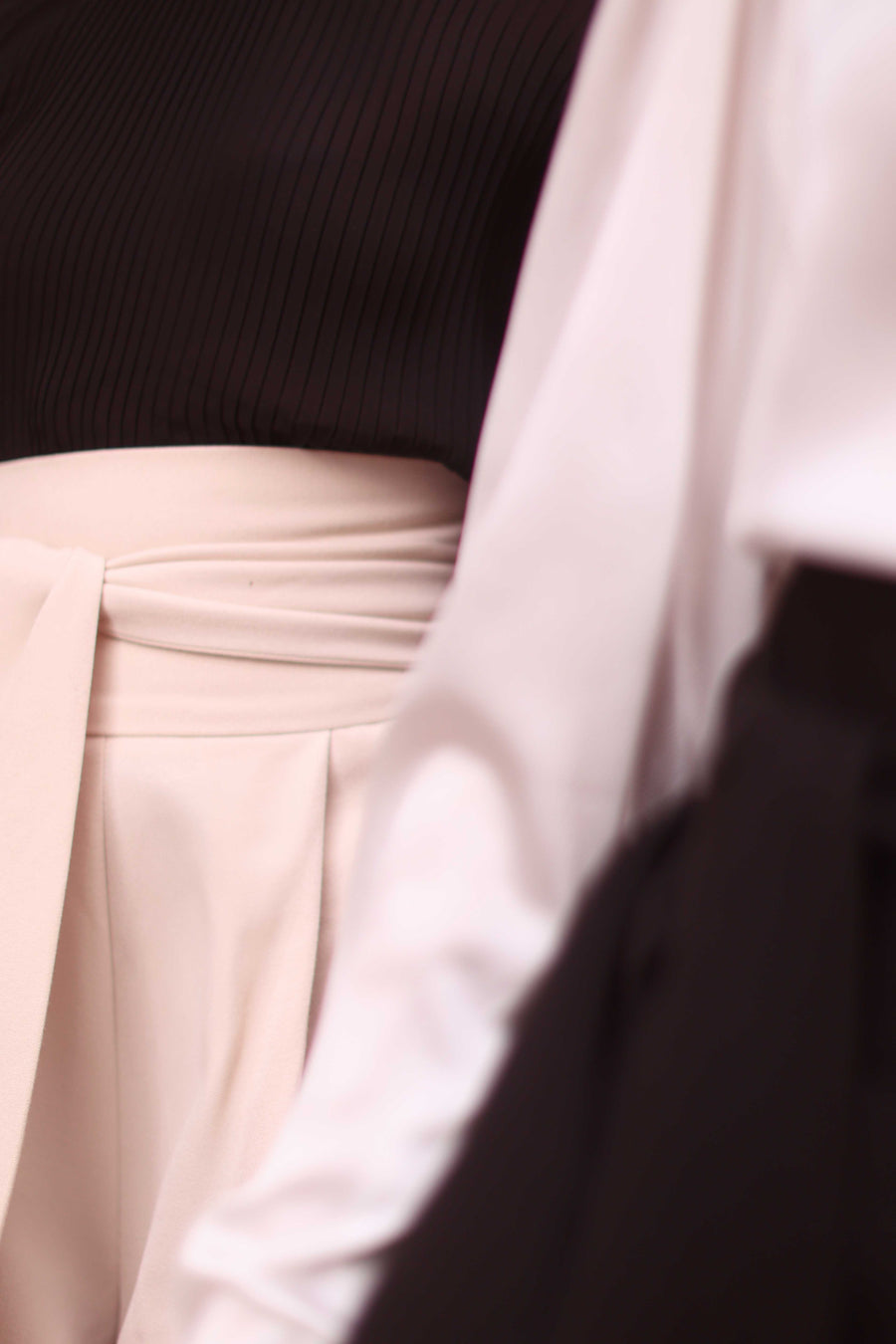 Cream Tailored Wrap Shorts