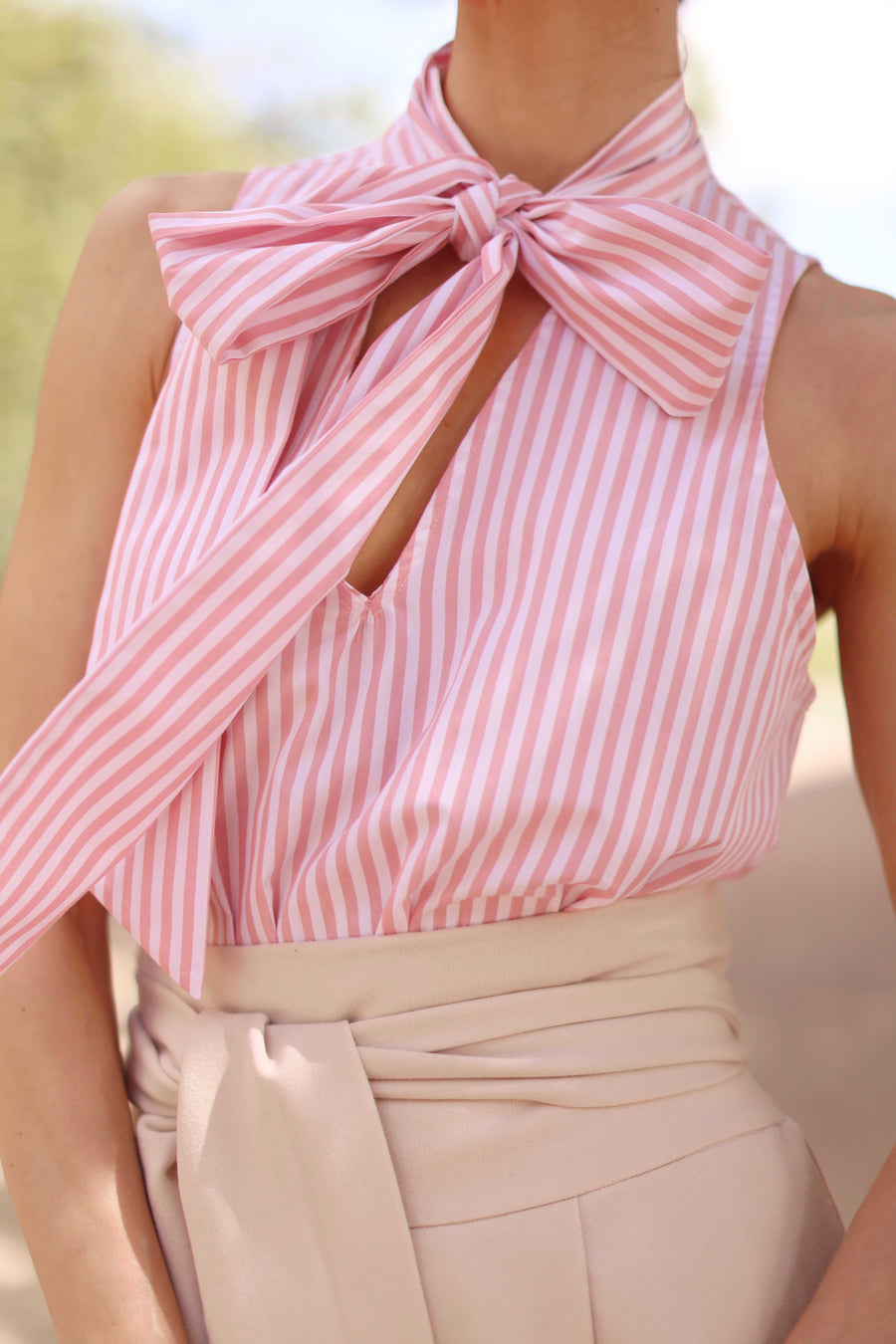 Pink Stripe Marquise Blouse
