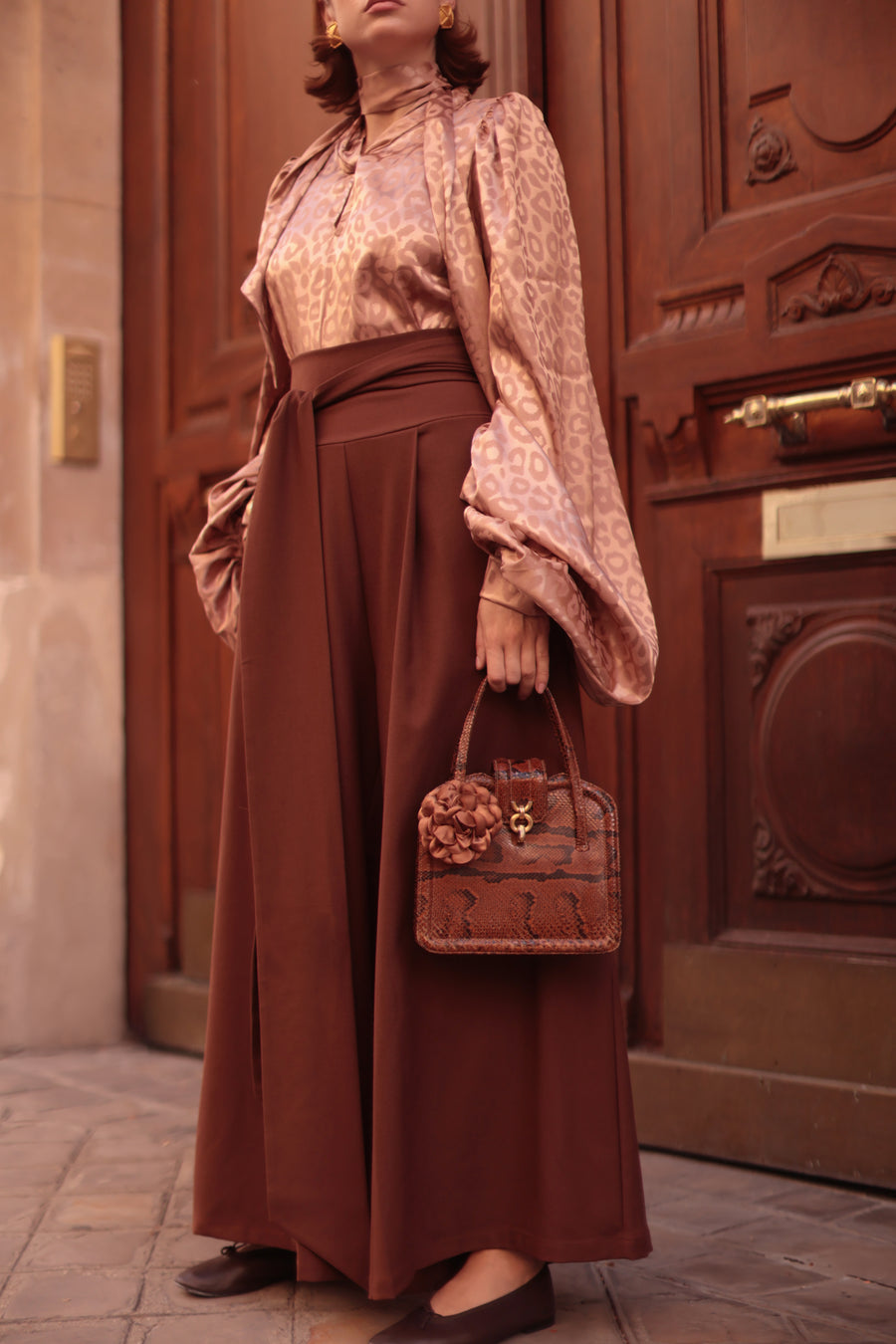 Brown Tailored Wrap Trousers