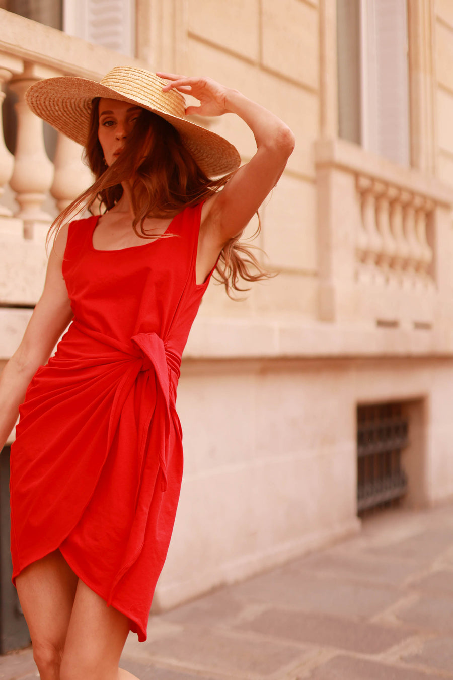 Red Summer Wrap Dress