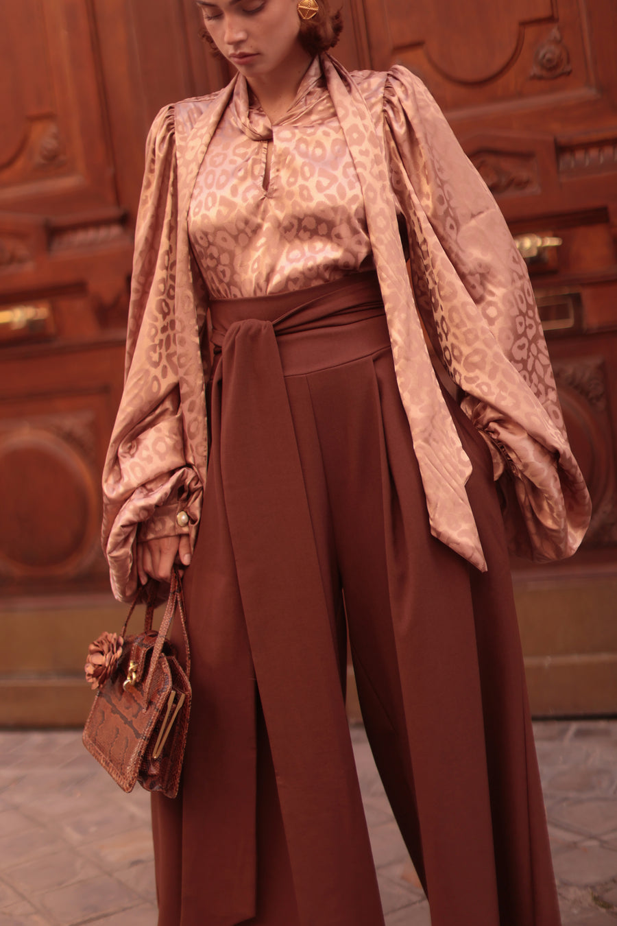 Brown Tailored Wrap Trousers