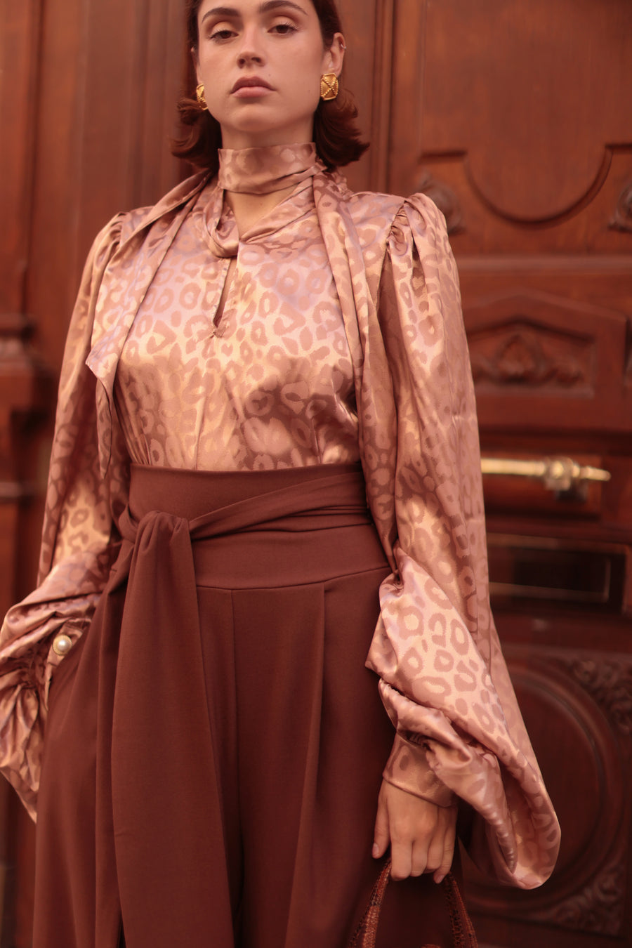 Rose Leopard Baroque Blouse