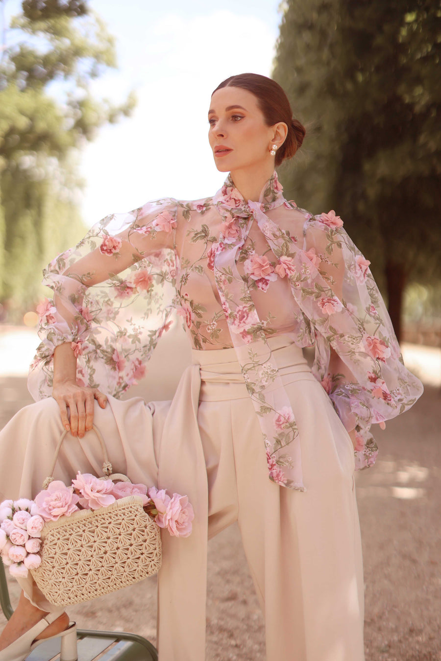 Pink Bouquet Rococo Blouse