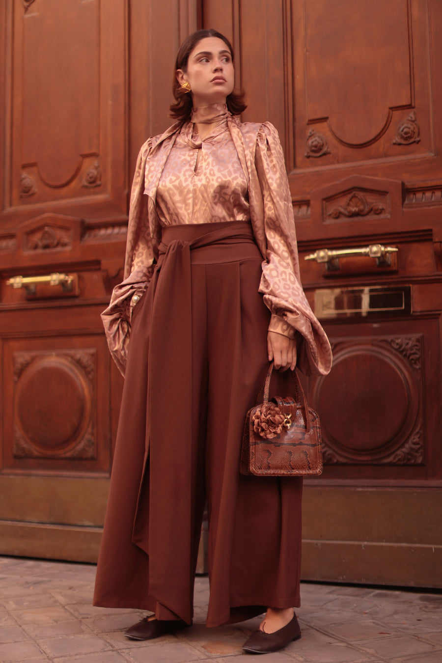 Brown Tailored Wrap Trousers