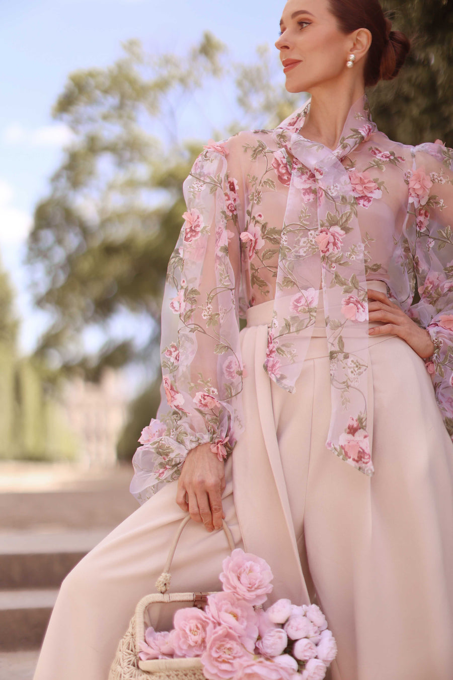 Pink Bouquet Rococo Blouse