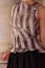Grey Striped Silk Orsay Blouse