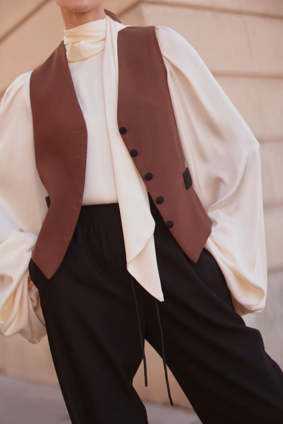 Black & Brown Soft Chic Waistcoat