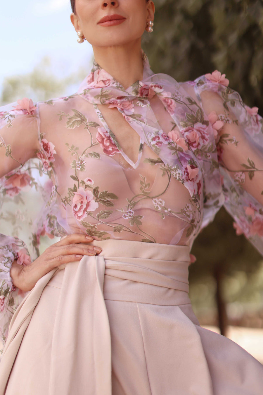 Pink Bouquet Rococo Blouse
