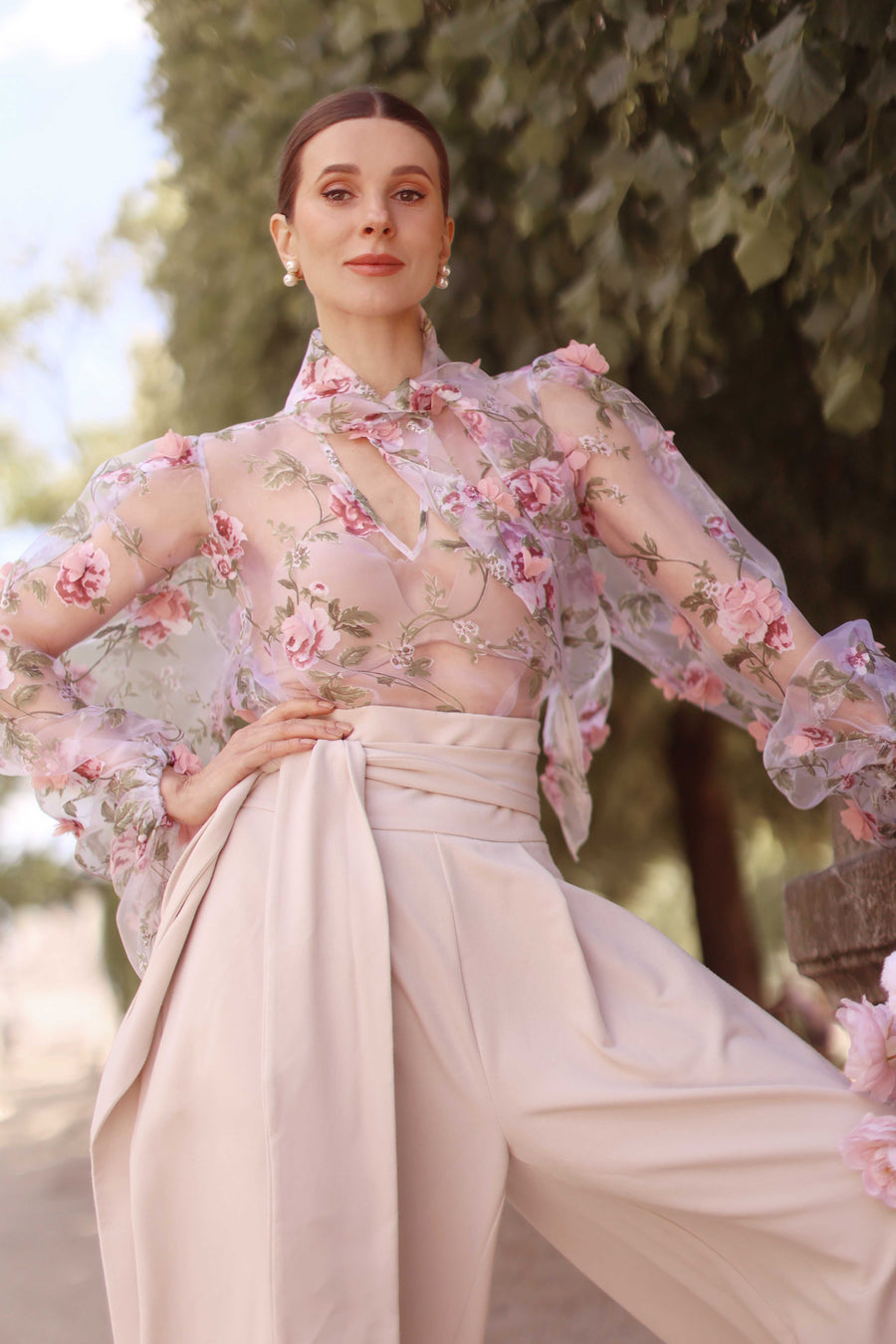 Pink Bouquet Rococo Blouse