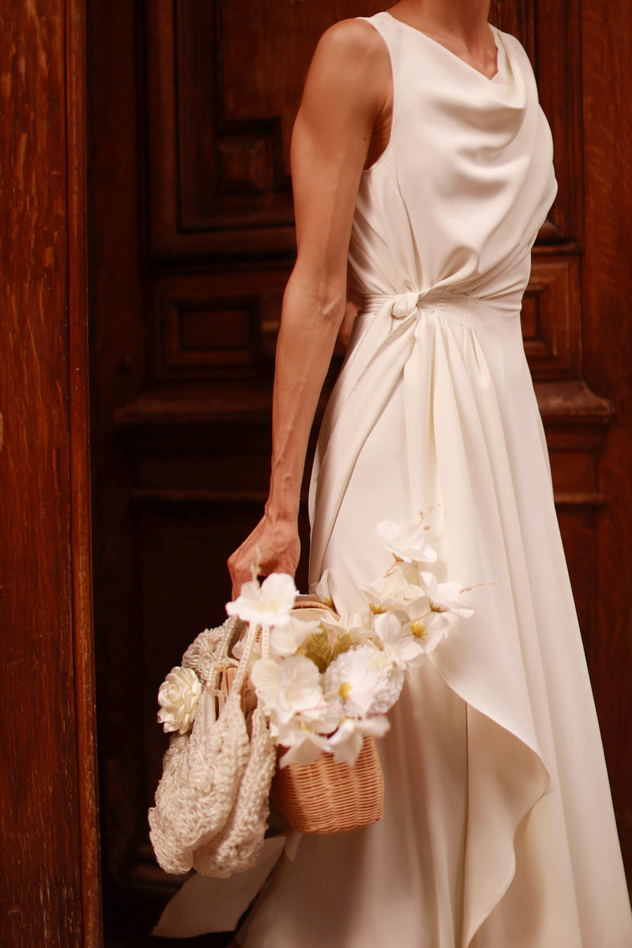 White Draped Dress