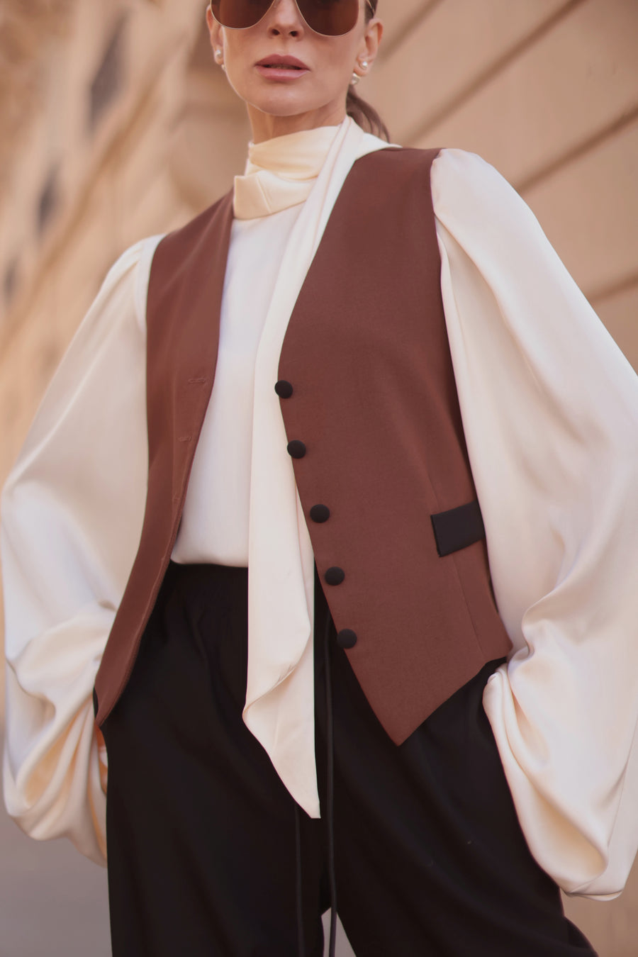 Black & Brown Soft Chic Waistcoat