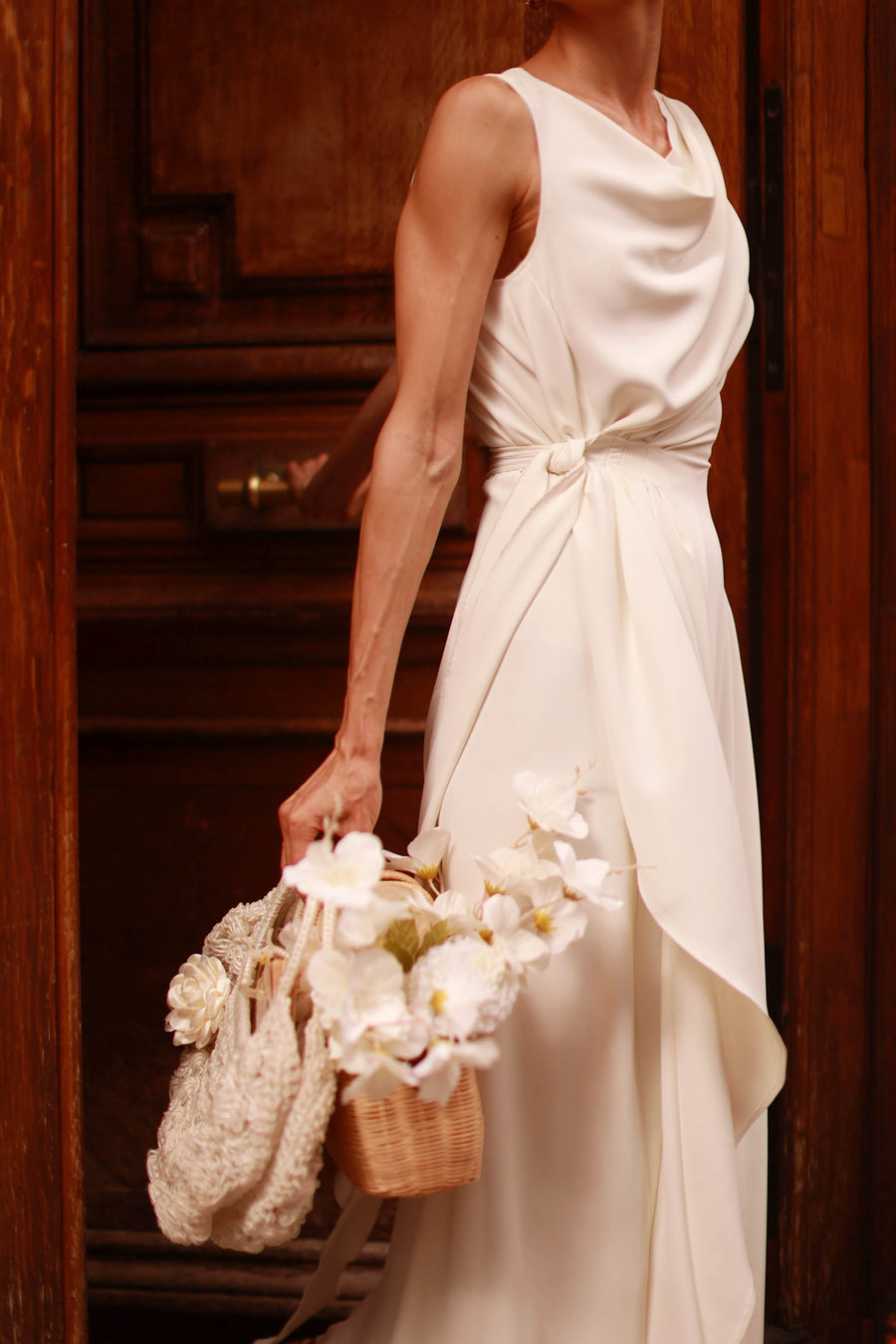 White Draped Dress