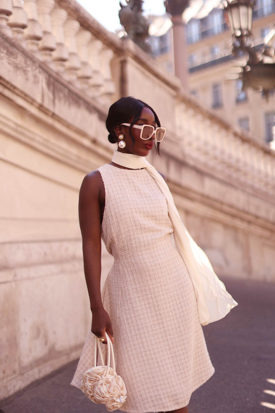 Beige Tweed Swing Dress