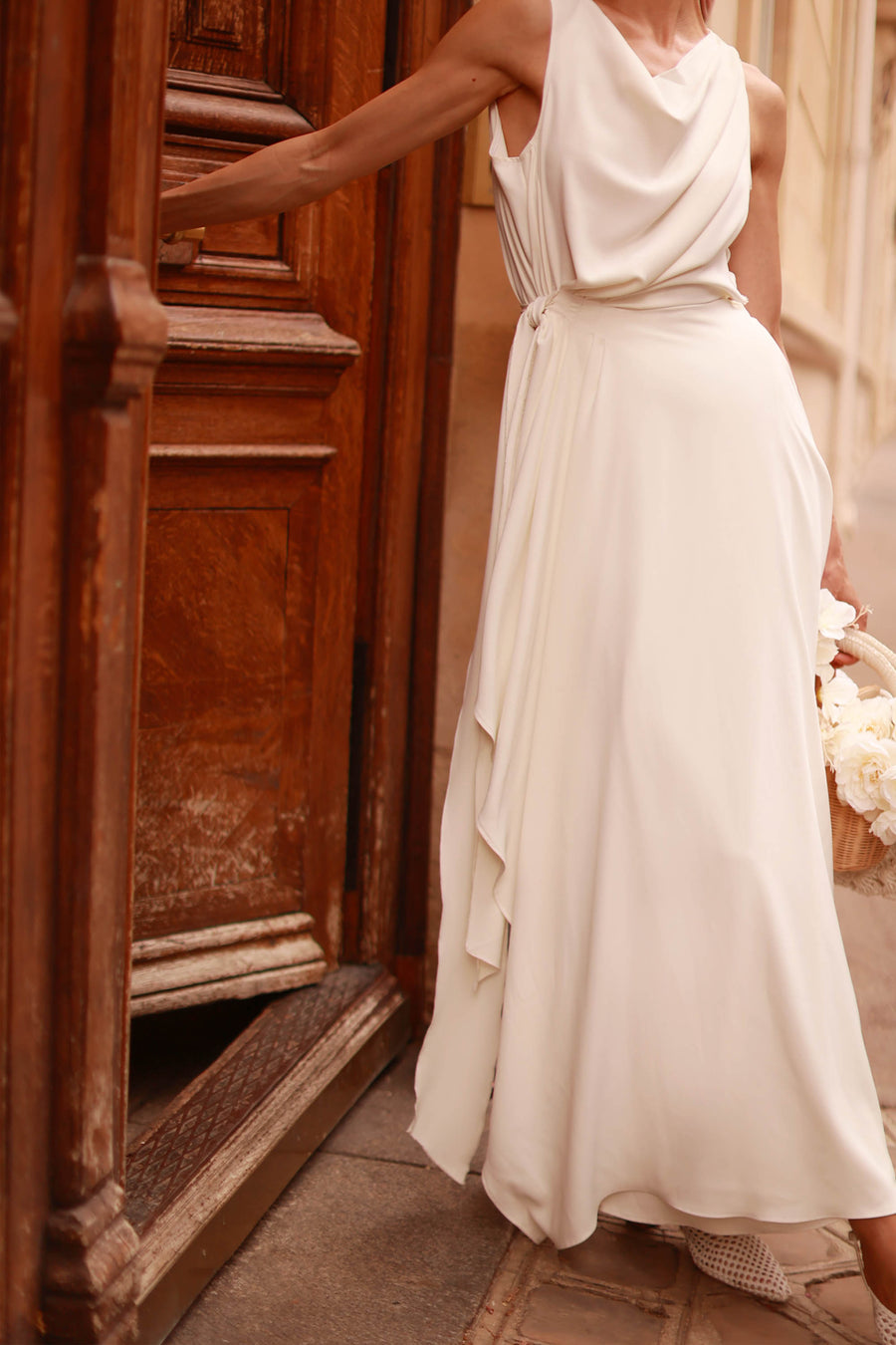 White Draped Dress