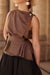 Brown Stripe Orsay Blouse