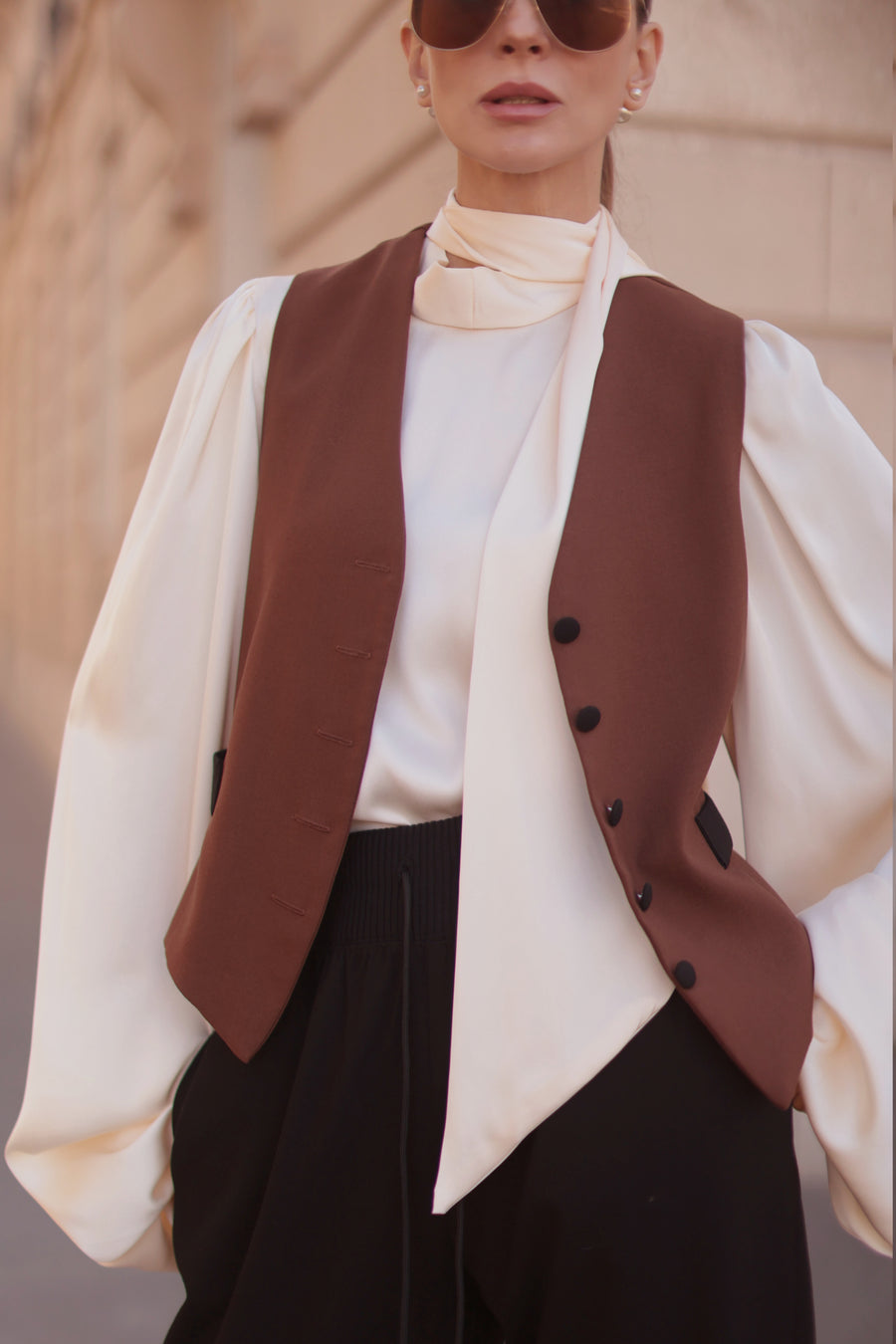 Black & Brown Soft Chic Waistcoat
