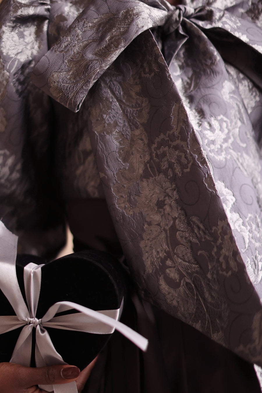 Jacquard Grey Floral Baroque Blouse