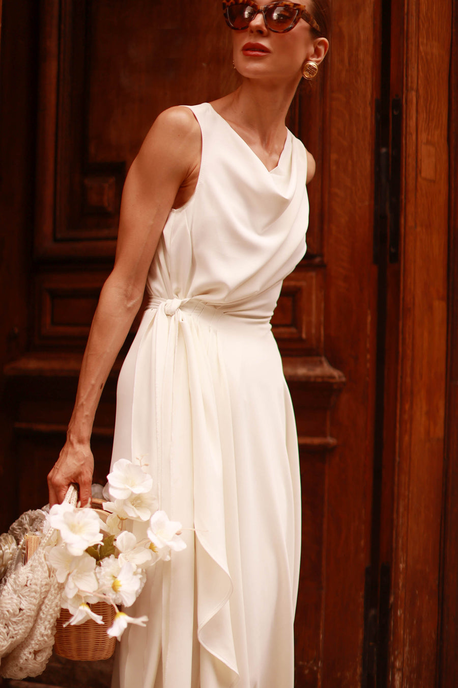 White Draped Dress