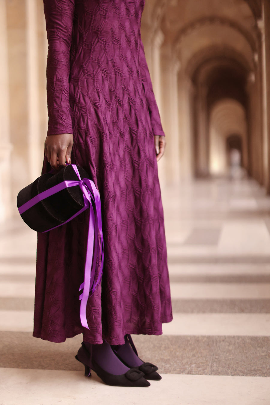 Purple Turtleneck Swing Dress