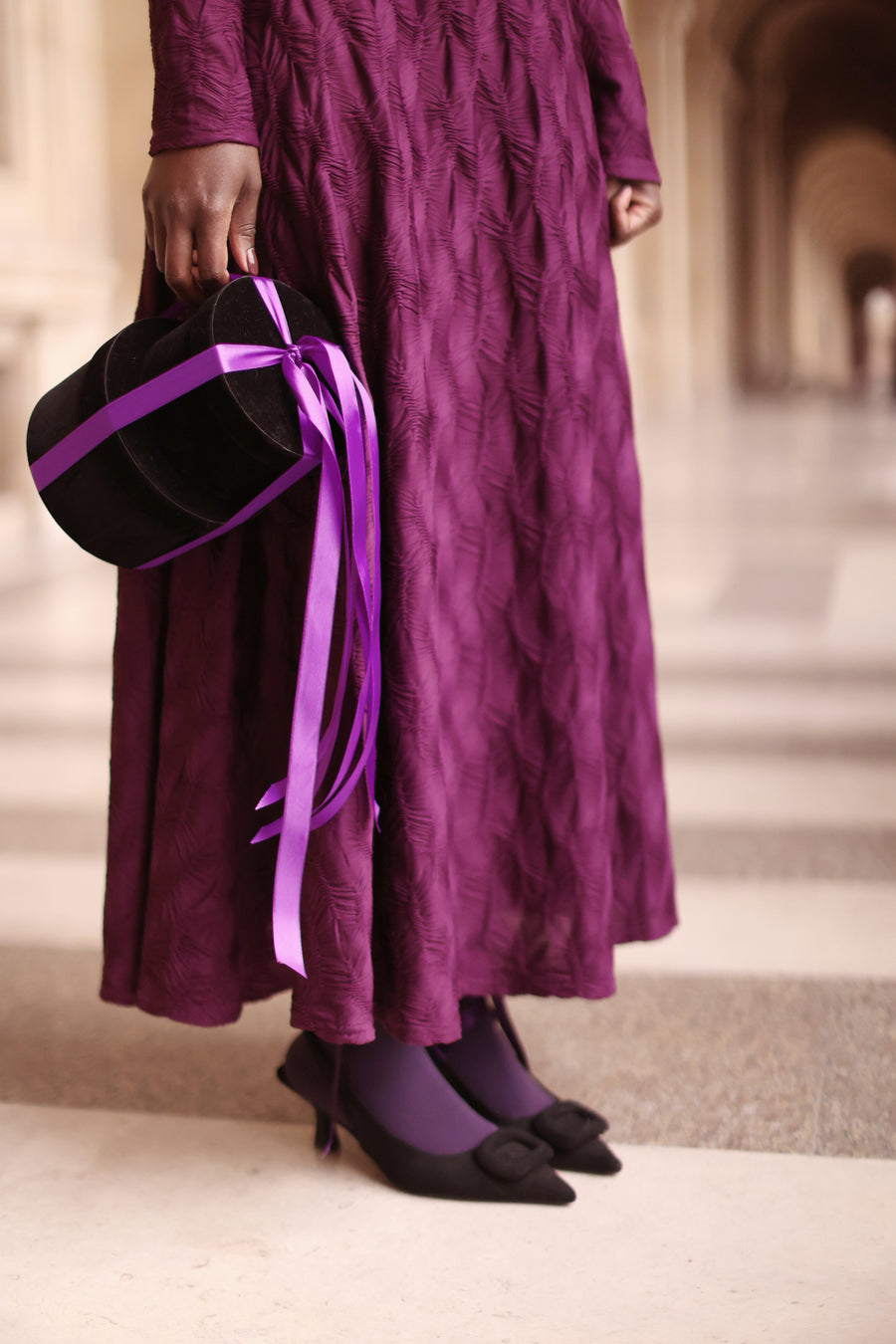 Purple Turtleneck Swing Dress