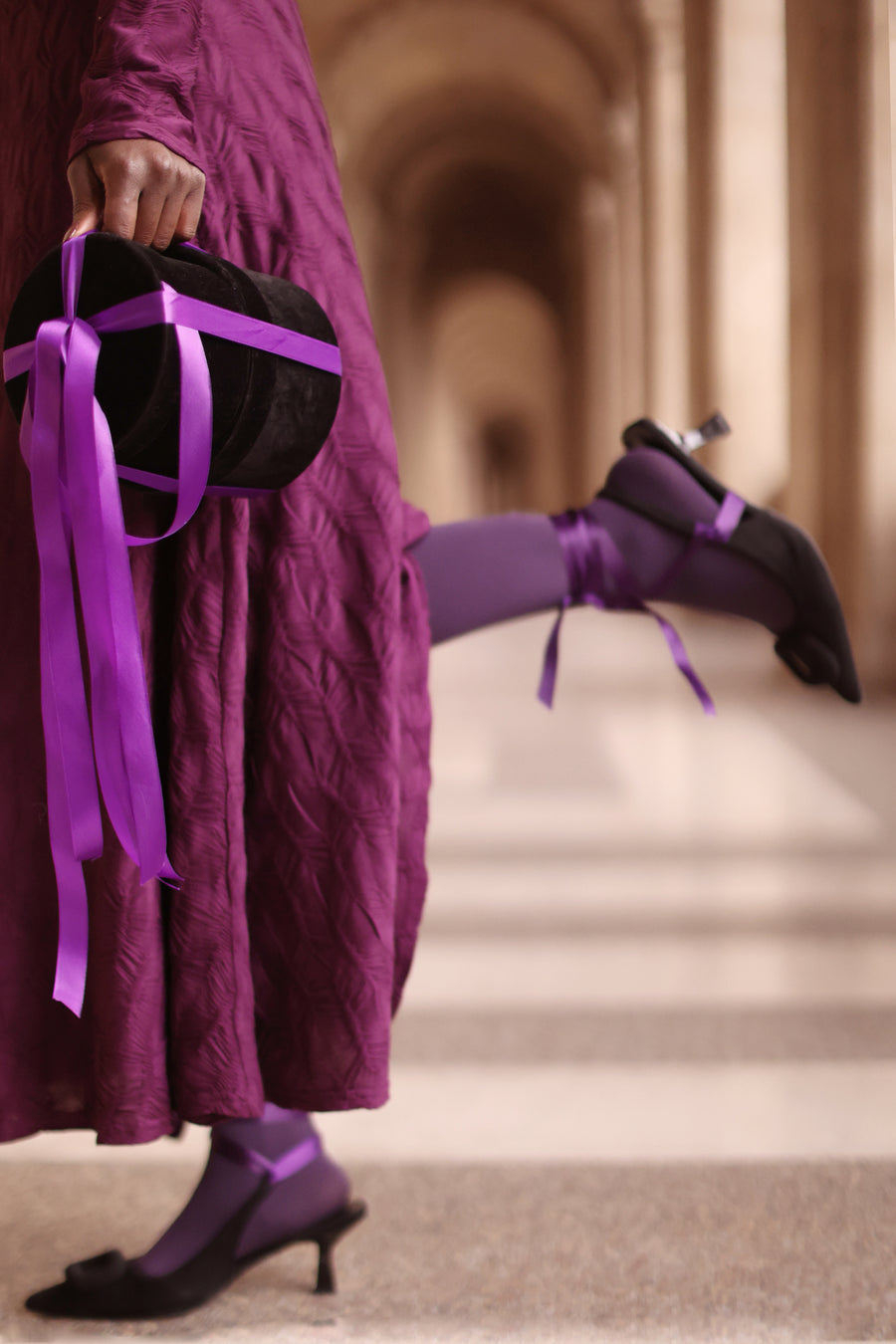 Purple Turtleneck Swing Dress