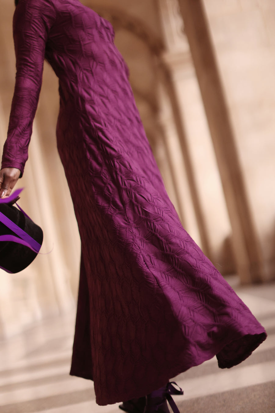 Purple Turtleneck Swing Dress