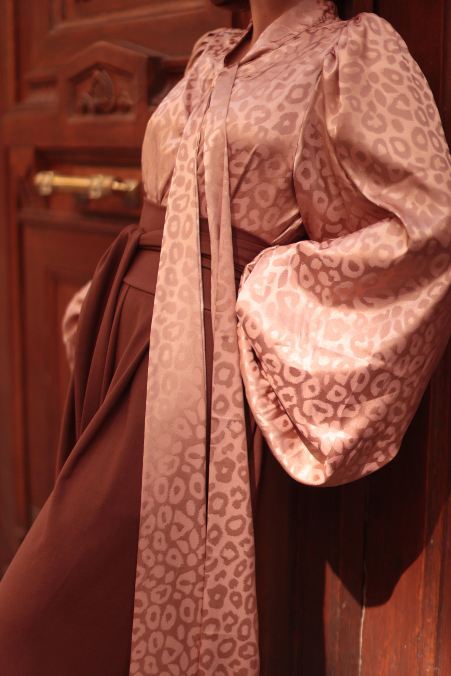 Rose Leopard Baroque Blouse