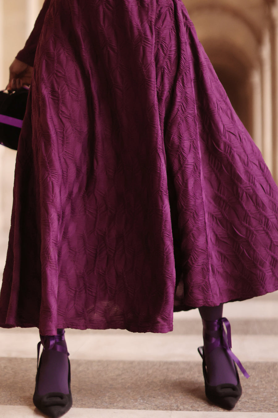 Purple Turtleneck Swing Dress