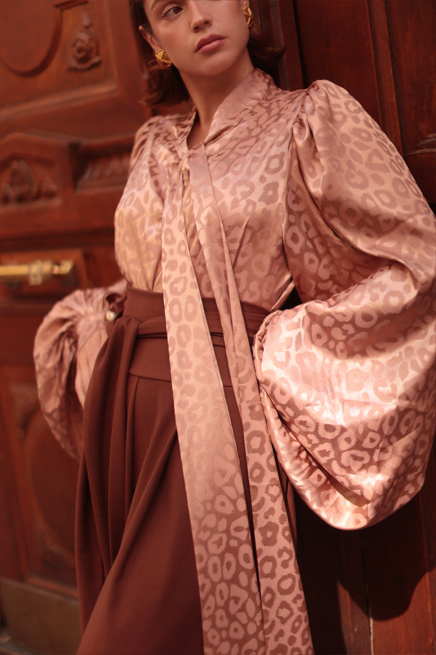 Rose Leopard Baroque Blouse