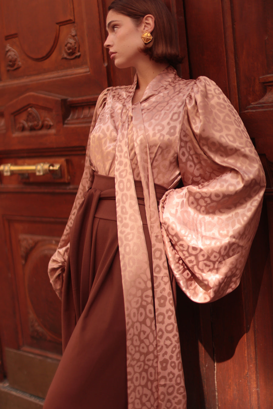 Rose Leopard Baroque Blouse
