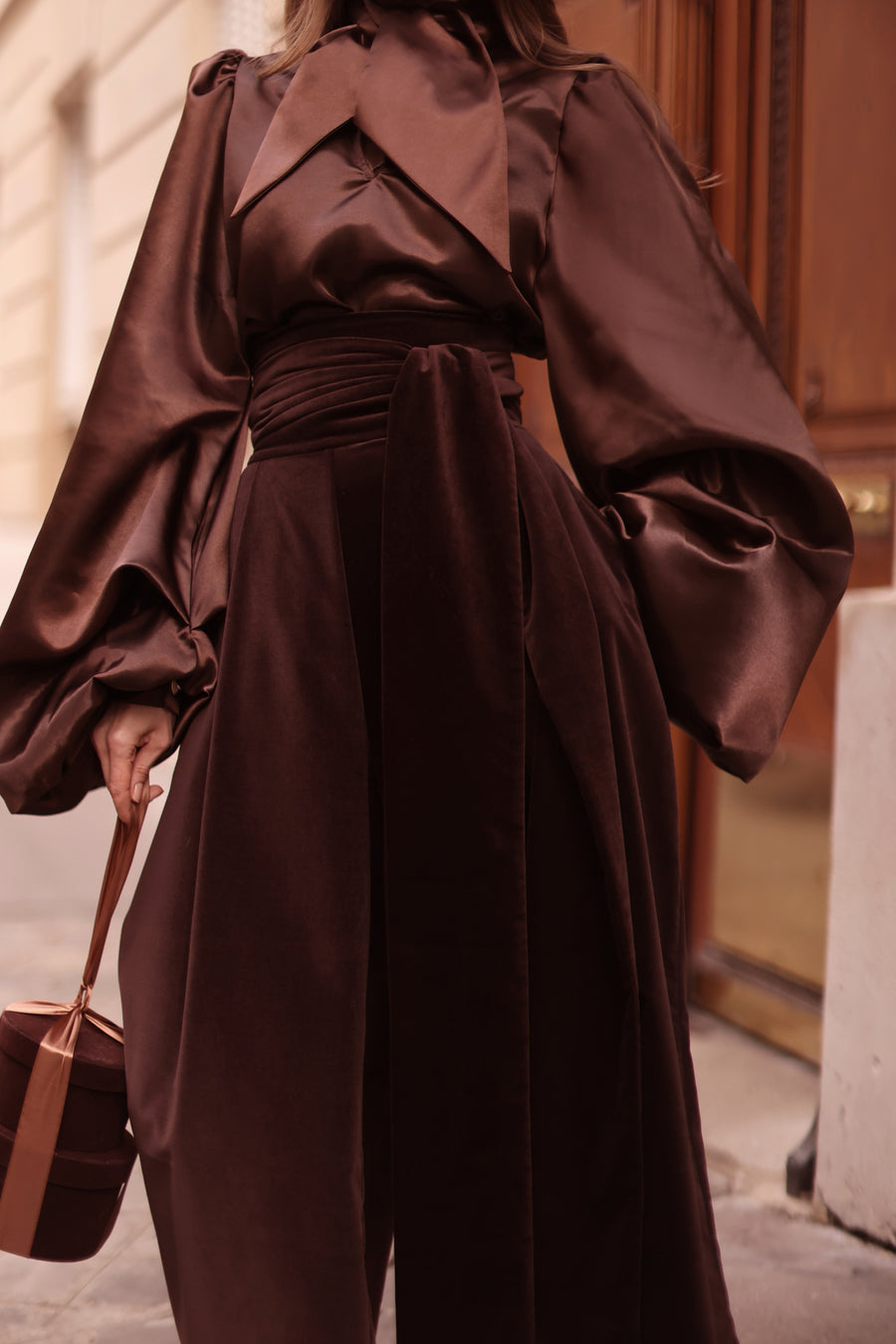 Brown Satin Baroque Blouse