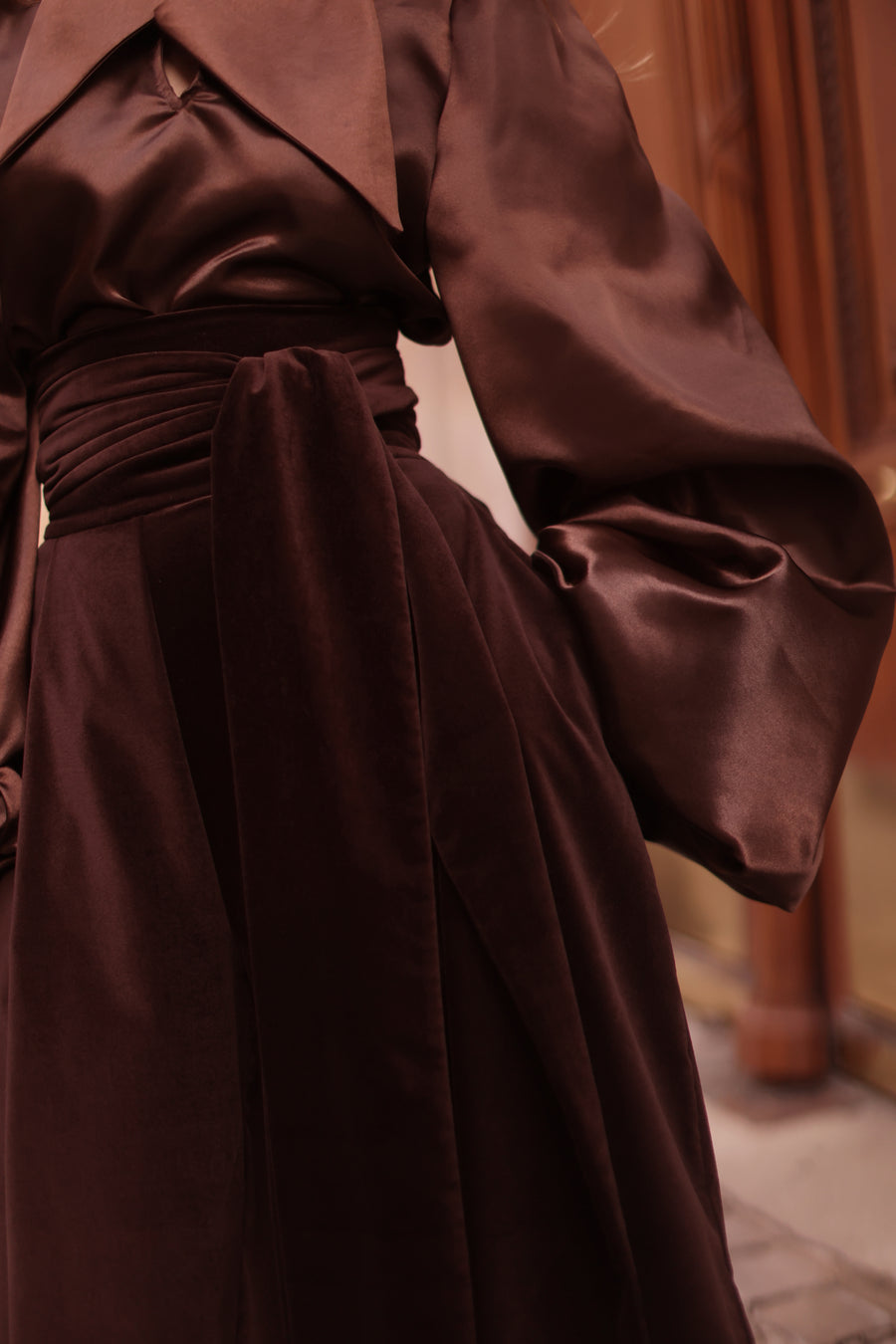 Brown Satin Baroque Blouse