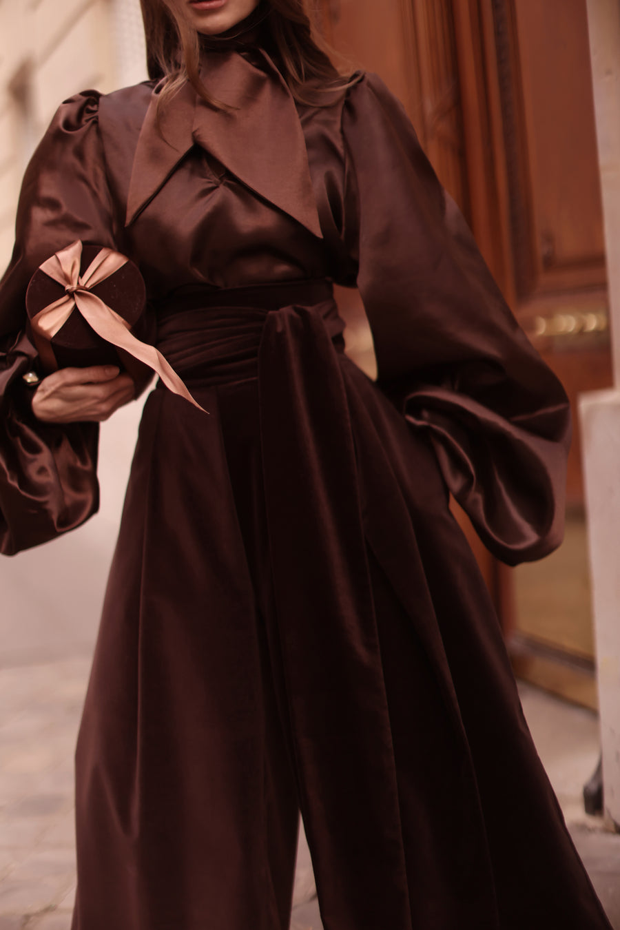 Brown Satin Baroque Blouse