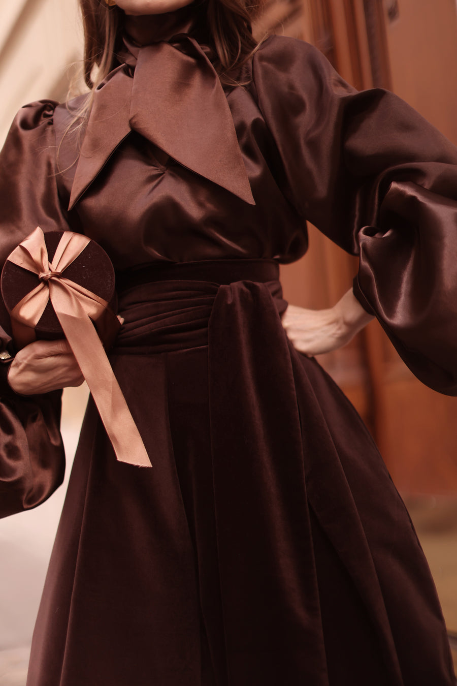 Brown Satin Baroque Blouse