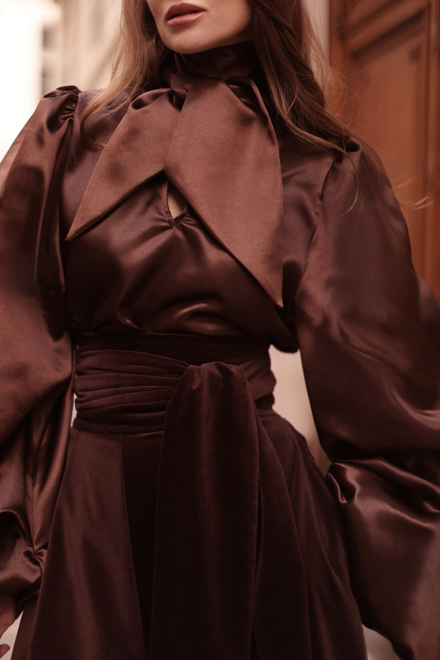 Brown Satin Baroque Blouse