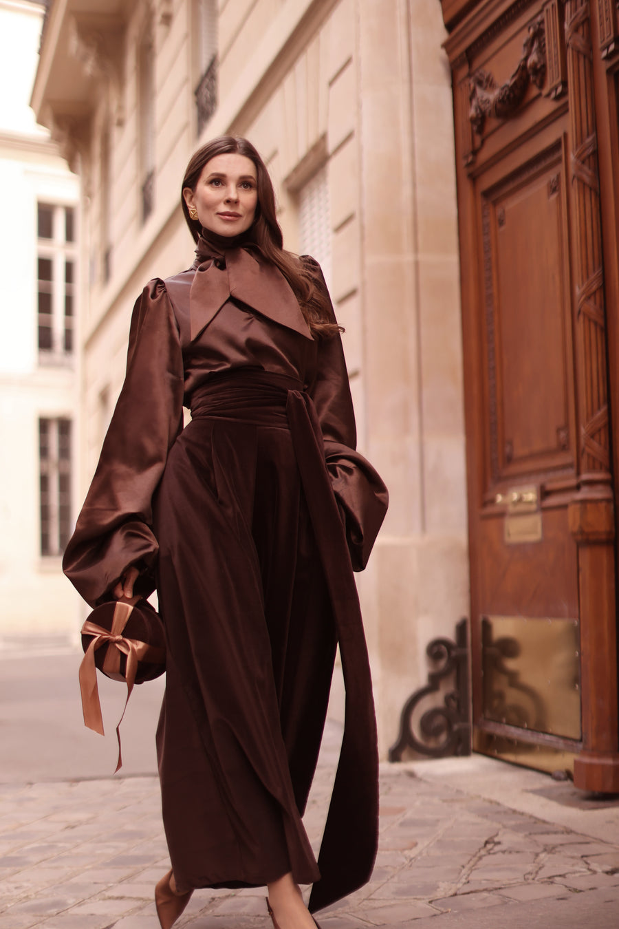 Brown Velvet Wrap Trousers