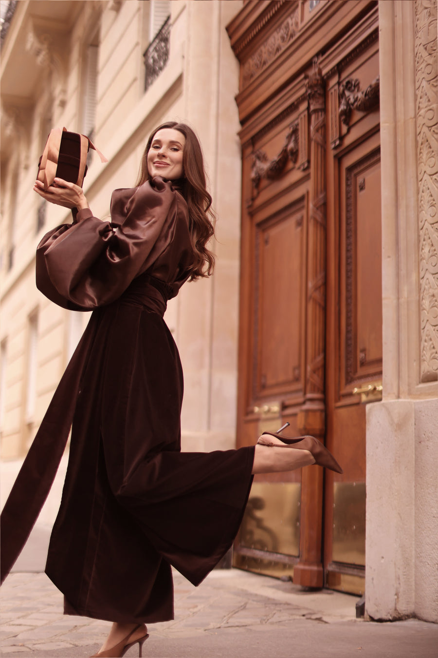 Brown Velvet Wrap Trousers