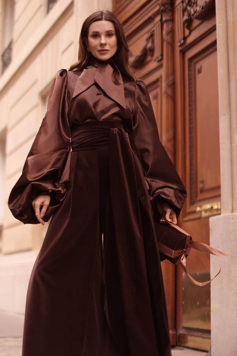 Brown Velvet Wrap Trousers